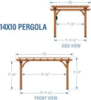 10 Ft. X 14 Ft. Traditional All Cedar Wood Outdoor Patio Pergola Shade Structure