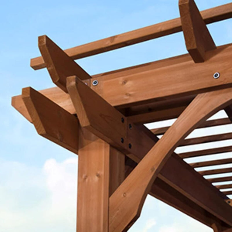 10 Ft. X 14 Ft. Traditional All Cedar Wood Outdoor Patio Pergola Shade Structure